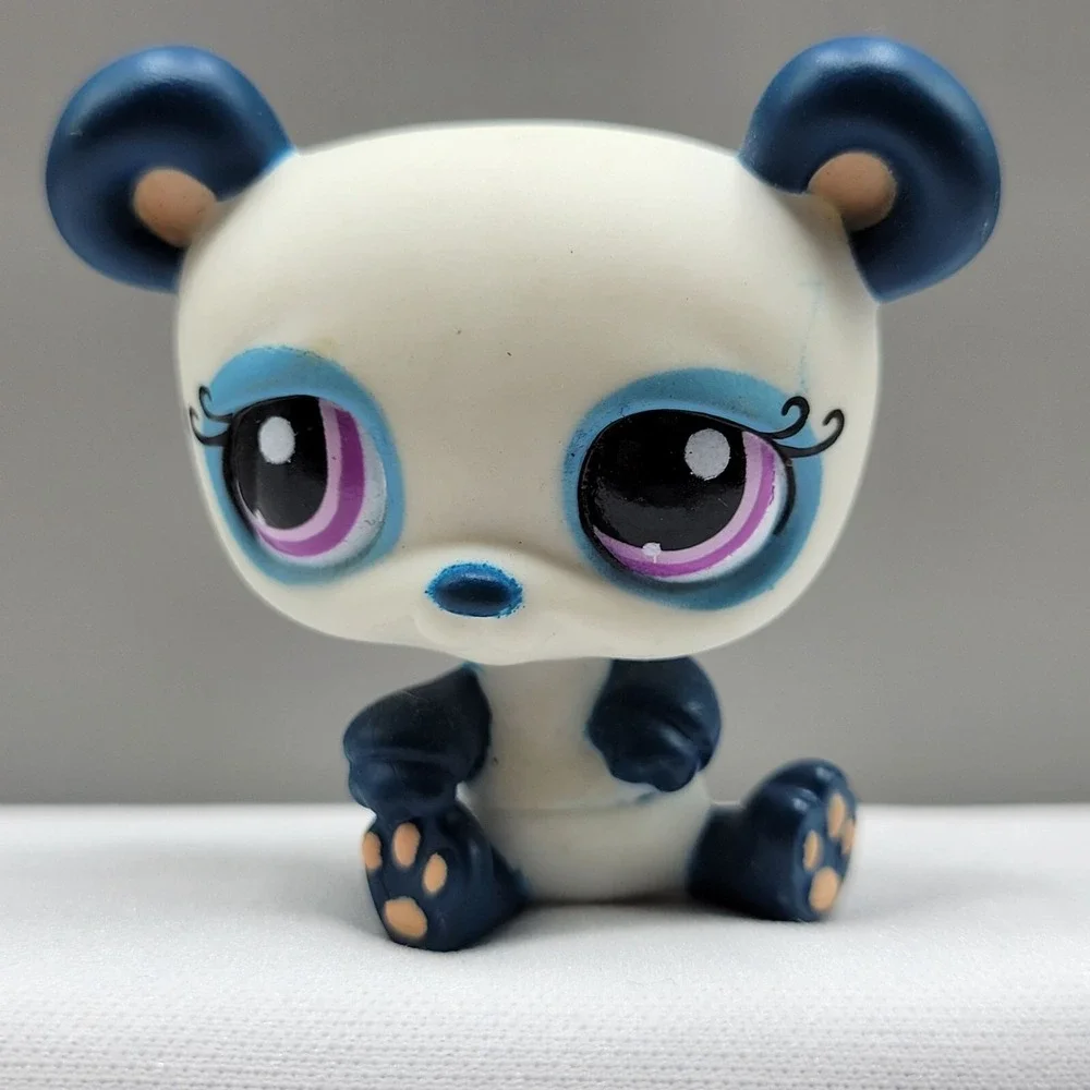Littlest Pet Shop Panda Bear #1021Blue Pink/Purple Eyes Toy Figure
